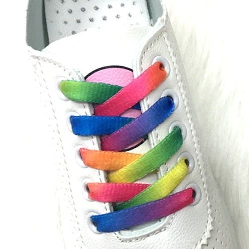 White shoes sales with rainbow laces